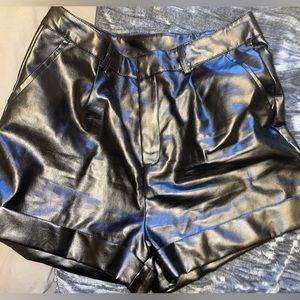 Black leather shorts
